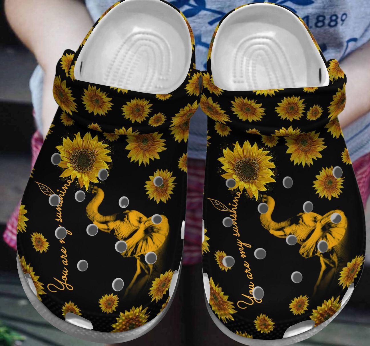 Elephant Personalized Clog, Custom Name, Text, Color, Number Fashion Style For Women, Men, Kid, Print 3D You Are My Sunshine