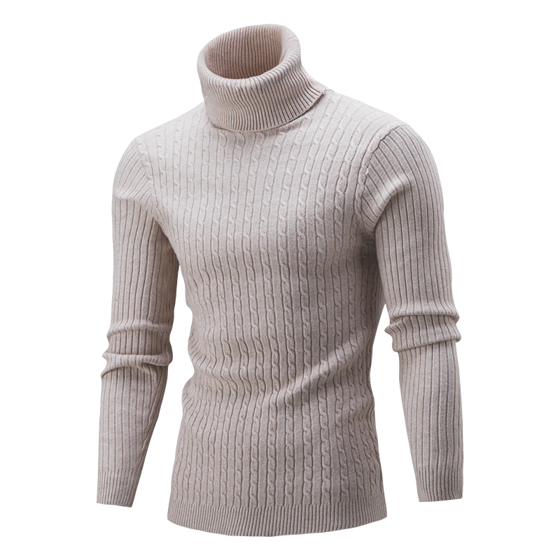 Autumn and Winter Men’s Warm Sweater Long Sleeve Turtleneck Sweater Retro Knitted Sweater Pullover Sweater alx