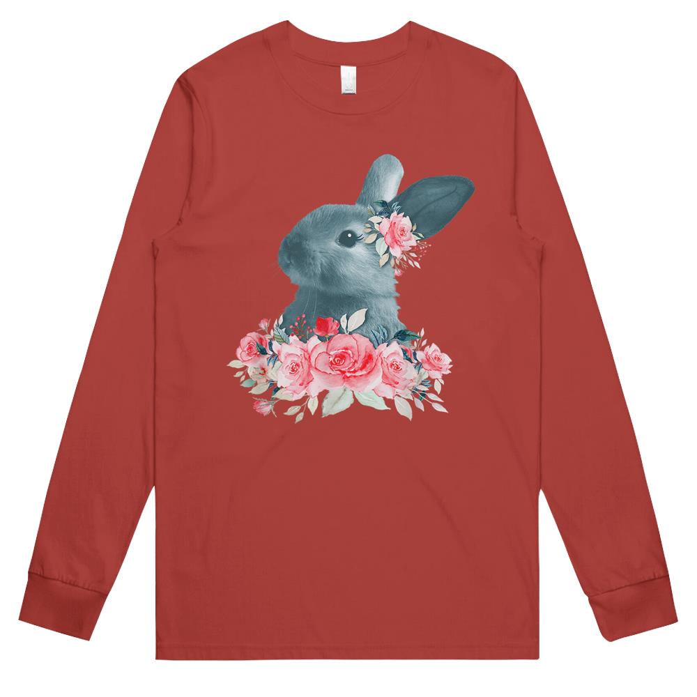 Beautiful Easter Bunny Vintage Floral Easter Long Sleeve T Shirts