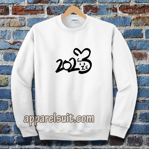 2023 Cute Zodiac Rabbit Font Sweatshirt Tpkj3