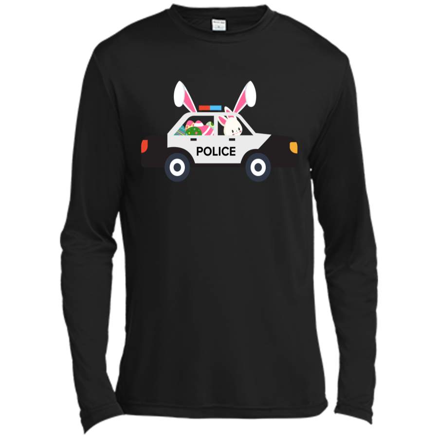 Cute Police Car Driver Bunny Easter Eggs Hunt T-Shirt Long Sleeve Moisture Absorbing Shirt