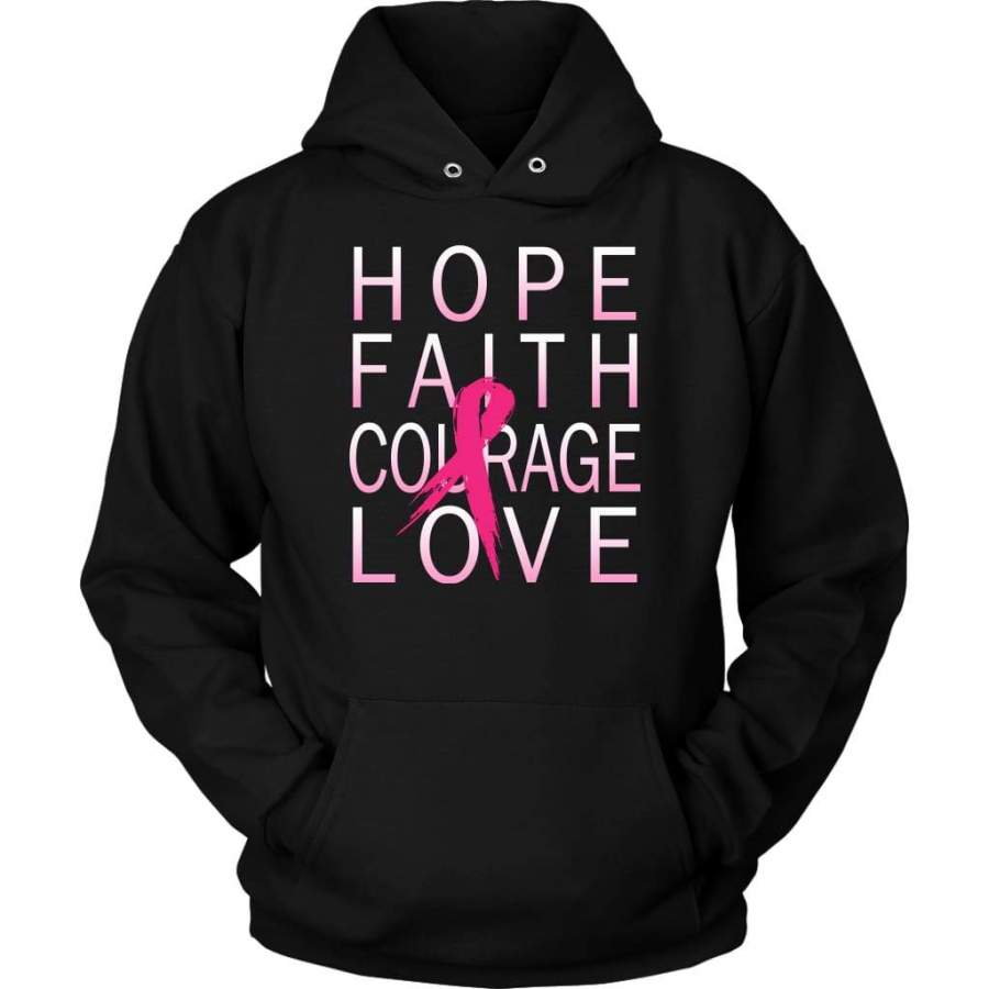 Hope faith courage love support pink hoodie