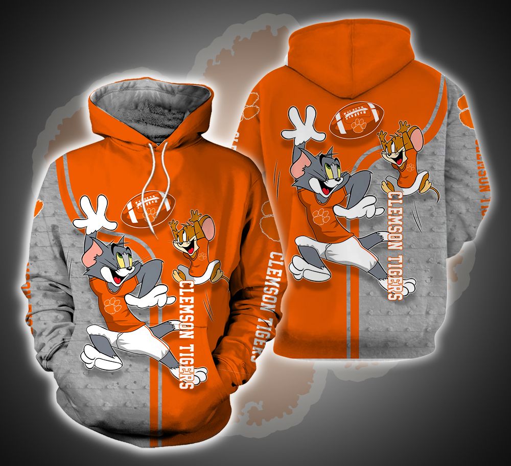 Clemson Tigers Ft. Tom and Jerry 3D Printed Hoodie