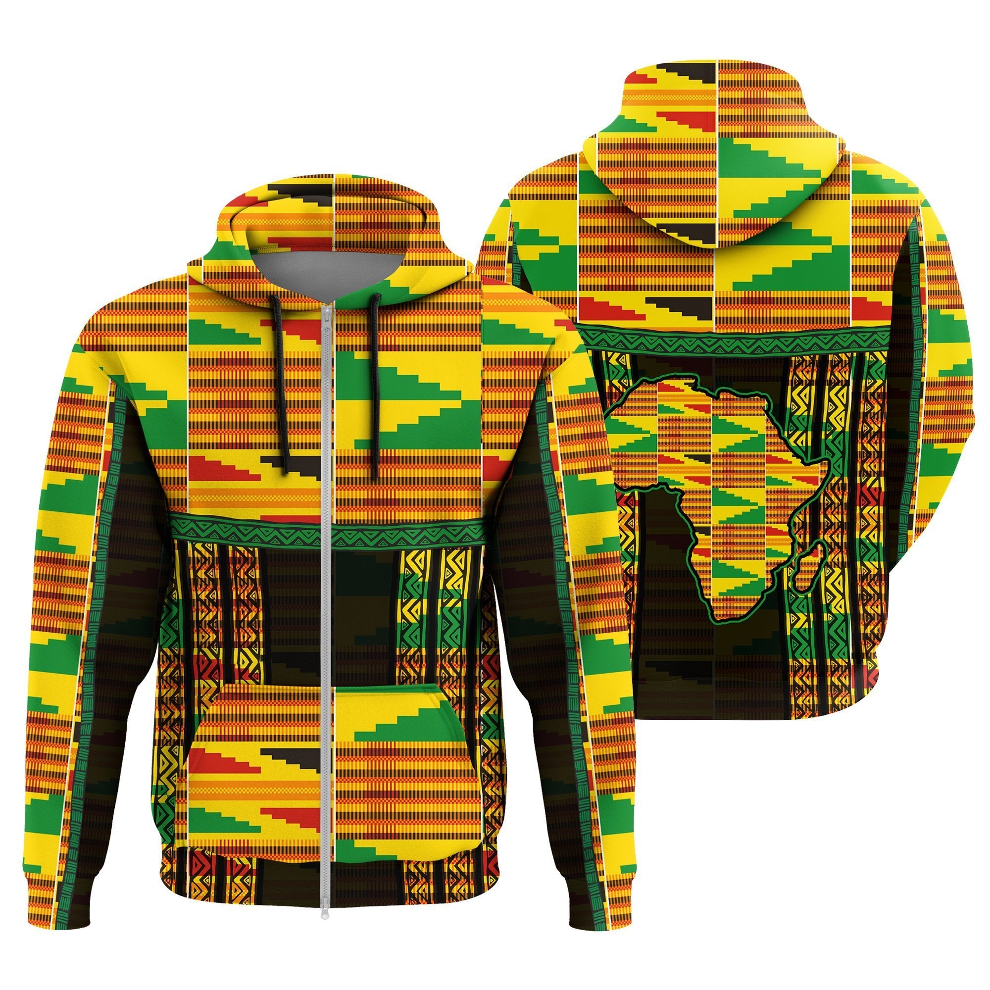 Greek Life Hoodie – Light Adwinasa Kente Zip Hoodie