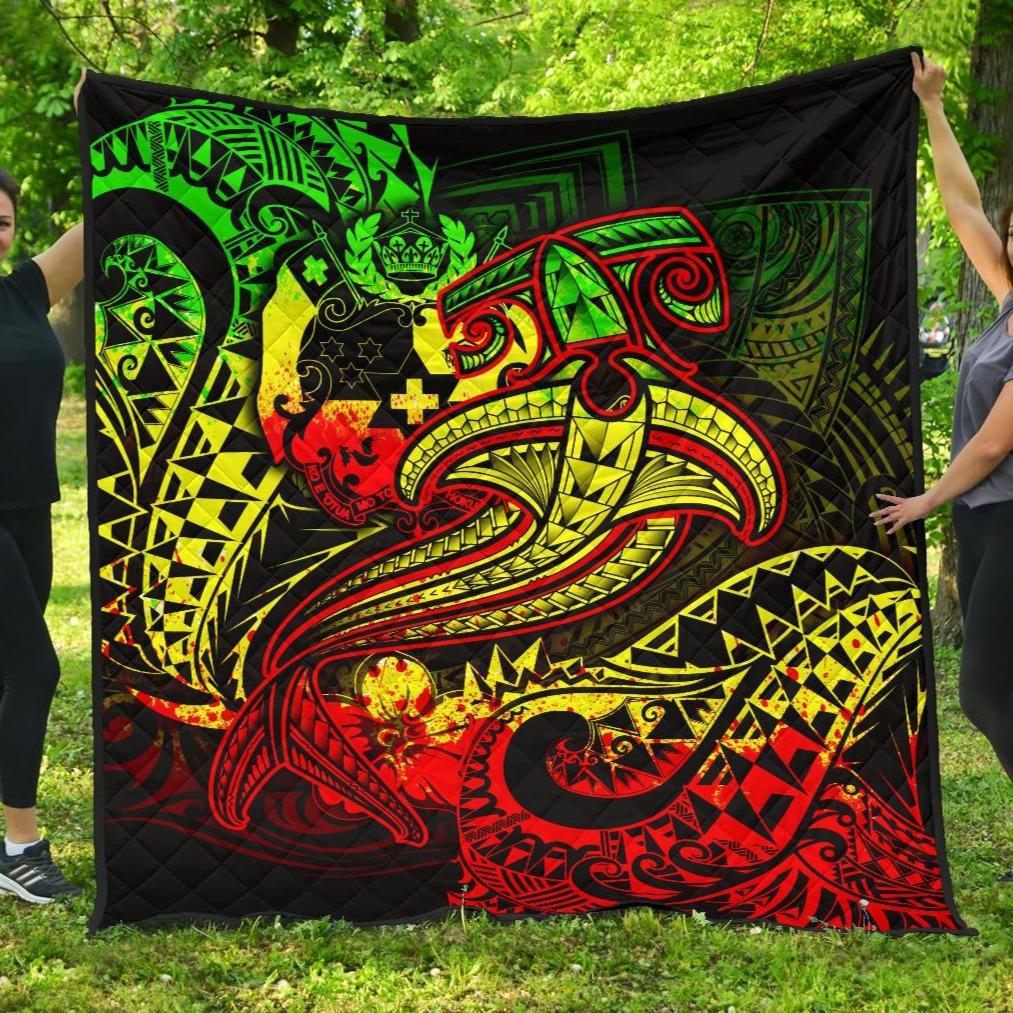 Tonga Premium Quilt – Reggae Shark Polynesian Tattoo – BN18