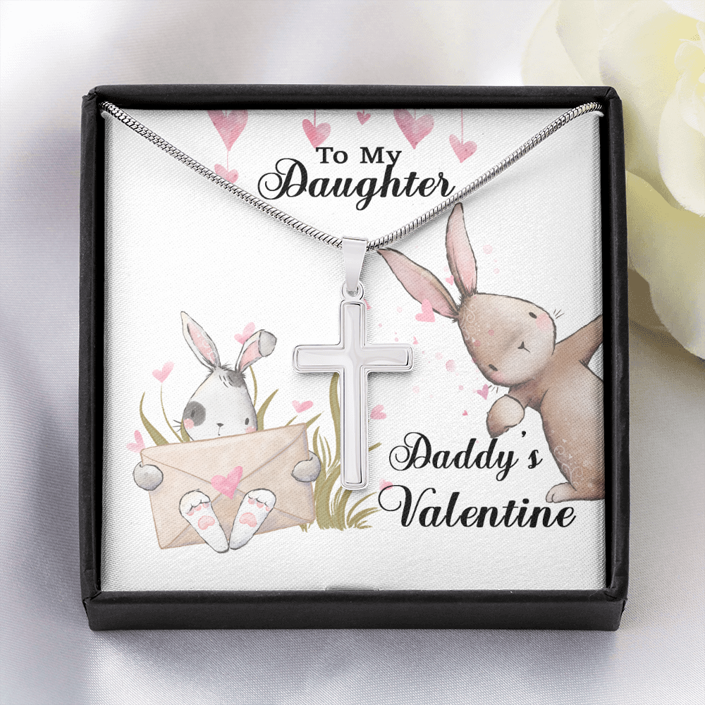 Valentine'S Day Gift For Daughter, Valentine Bunny, Cross Necklace, Valentine'S Day Jewelry, Valentine'S Day Necklace, Gift For Daughter - Teeshirtsummer X Valentine's Day