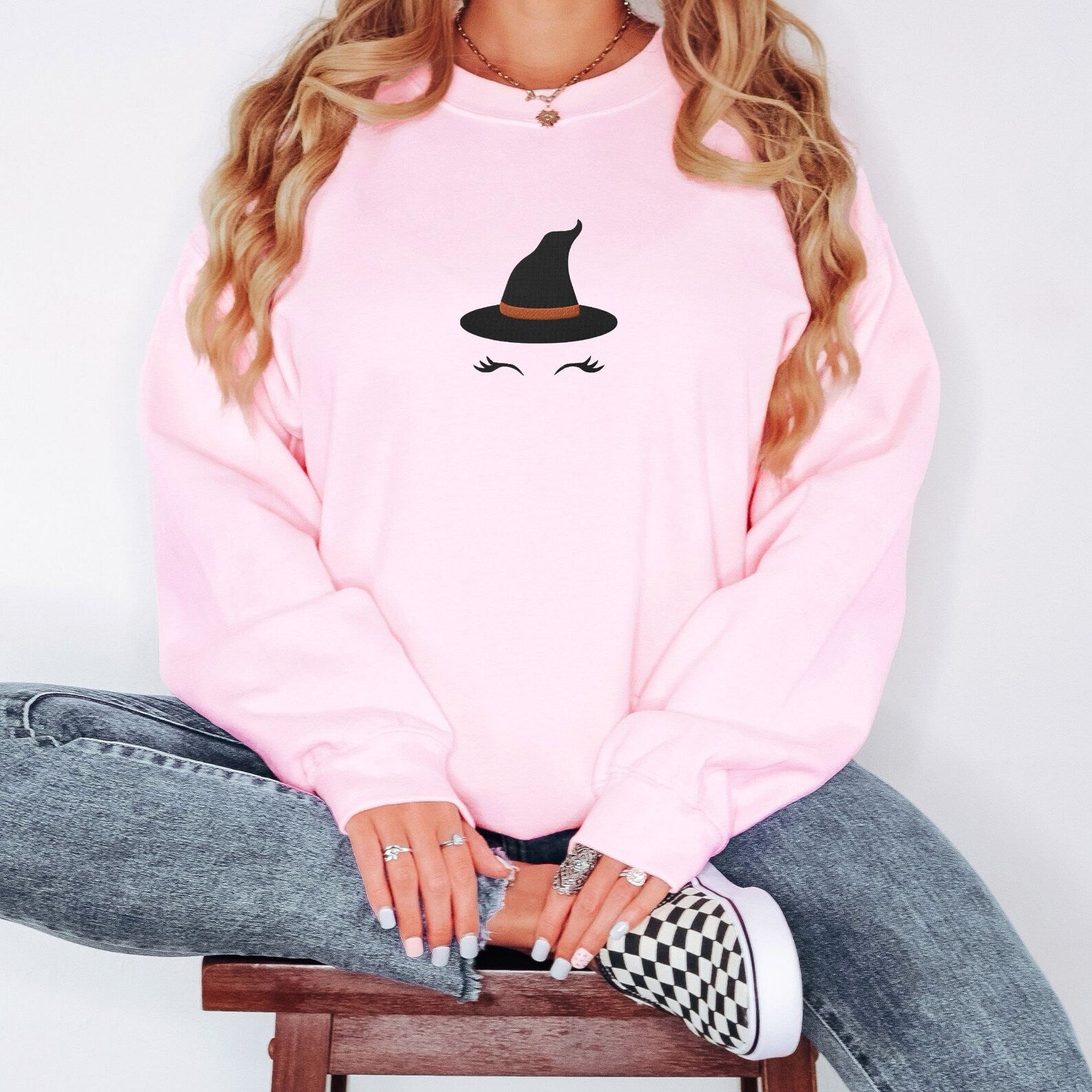 Witch Embroidered Sweatshirt 2D Crewneck Sweatshirt All Over Print Sweatshirt For Women Sweatshirt For Men Sws4043