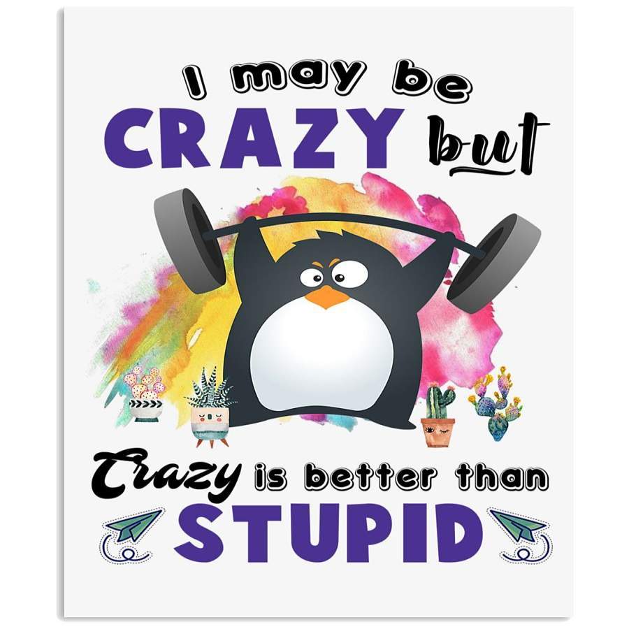 Penguin Crazy Is Better Than Stupid Unique Custom Design Vertical Poster