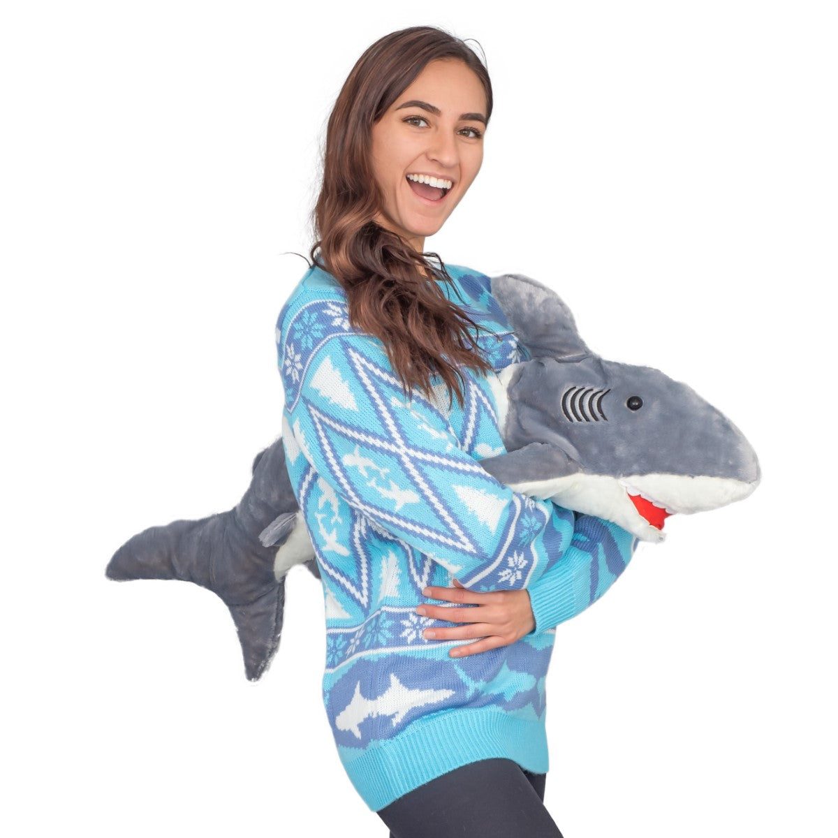 Women’S 3D Shark Plushie Ugly Christmas Sweater