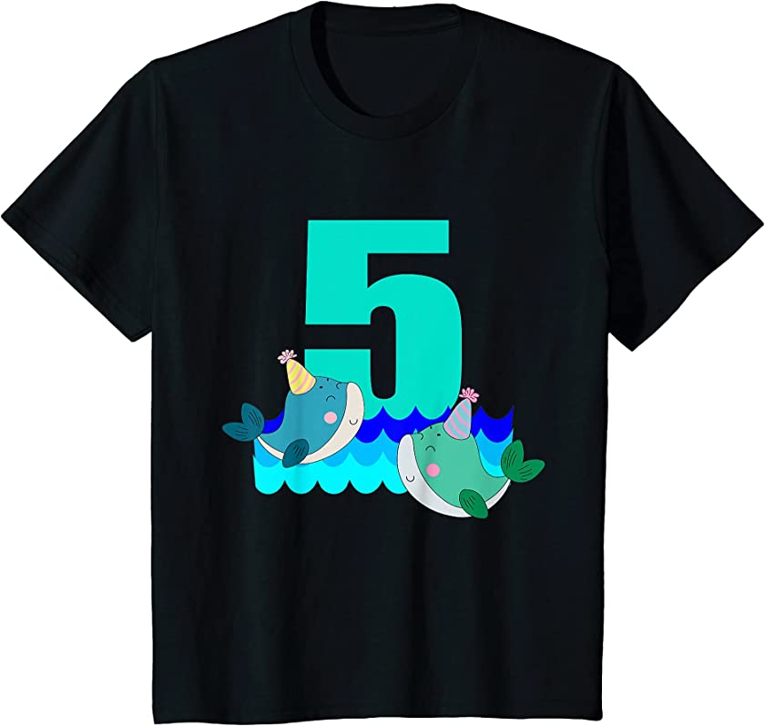 Kids Ocean Sea Animals Whale 5th Birthday 5 Year Old Gifts Shirt T-Shirt