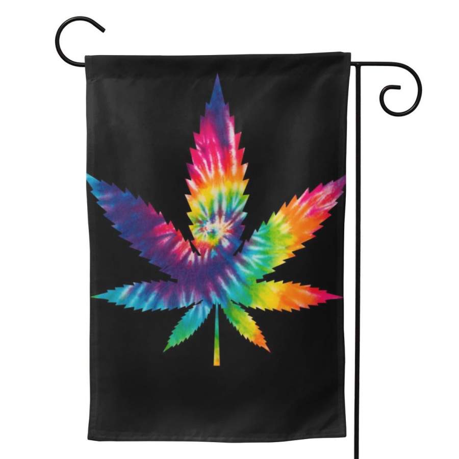 2 Pcs Garden Flag Tie Dye Pot Leaf Horizontal Poster 12.5″x18″ -Mothers Day, Birthday Gifts for Mom, Dad, Wife, Husband, Daughters, Grandma, Friends