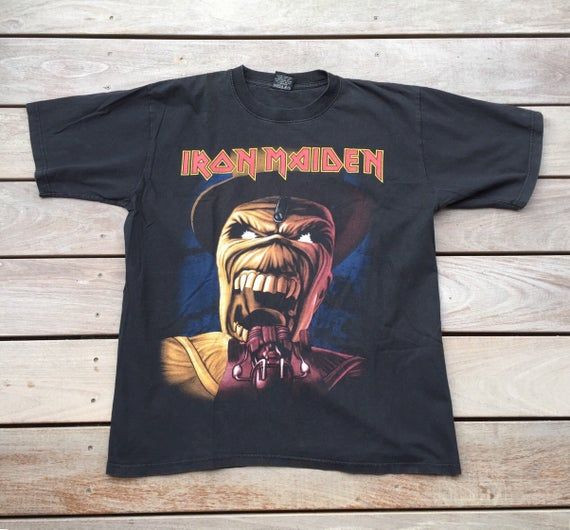 Iron Maiden Vintage Shirt Eddie The Head Printed Front And Back Mixed British Heavy Metal Mot Rhead Metallica Judas Priest Shirt