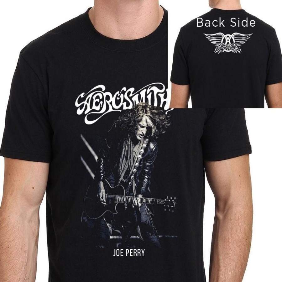 Aerosmith Joe Perry Rock Band Guitarist Black T-shirt