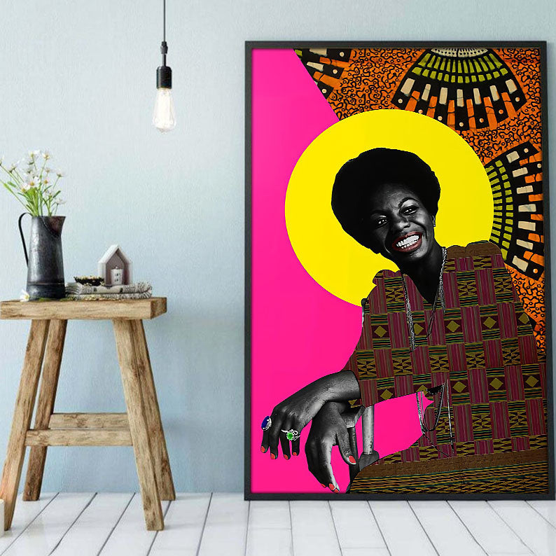 Black American Canvas Art Abstract Afrocentric Poster Print African Girl Black Man Delightful Wall Hanging