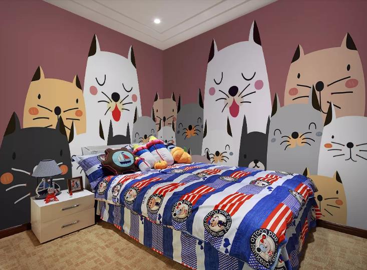 3D Hand Drawn Animal Cat Wall Mural Wallpaper Lqh 588