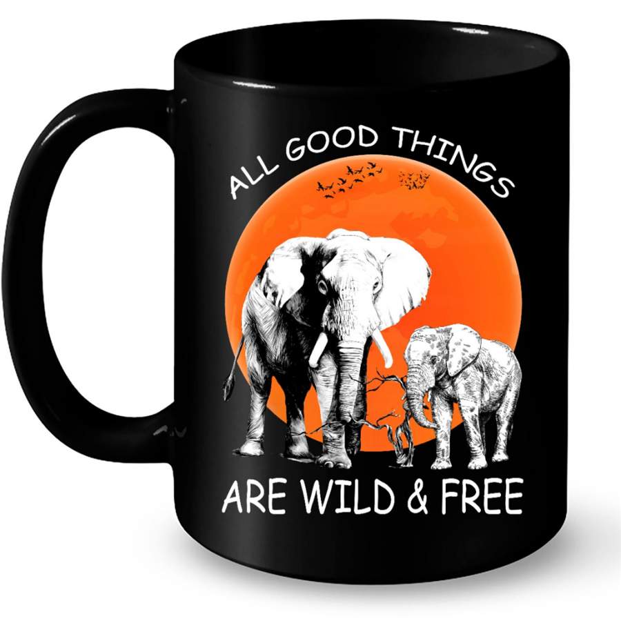 All Good Things Are Wild And Free Elephant Halloween – Full-Wrap Coffee Black Mug