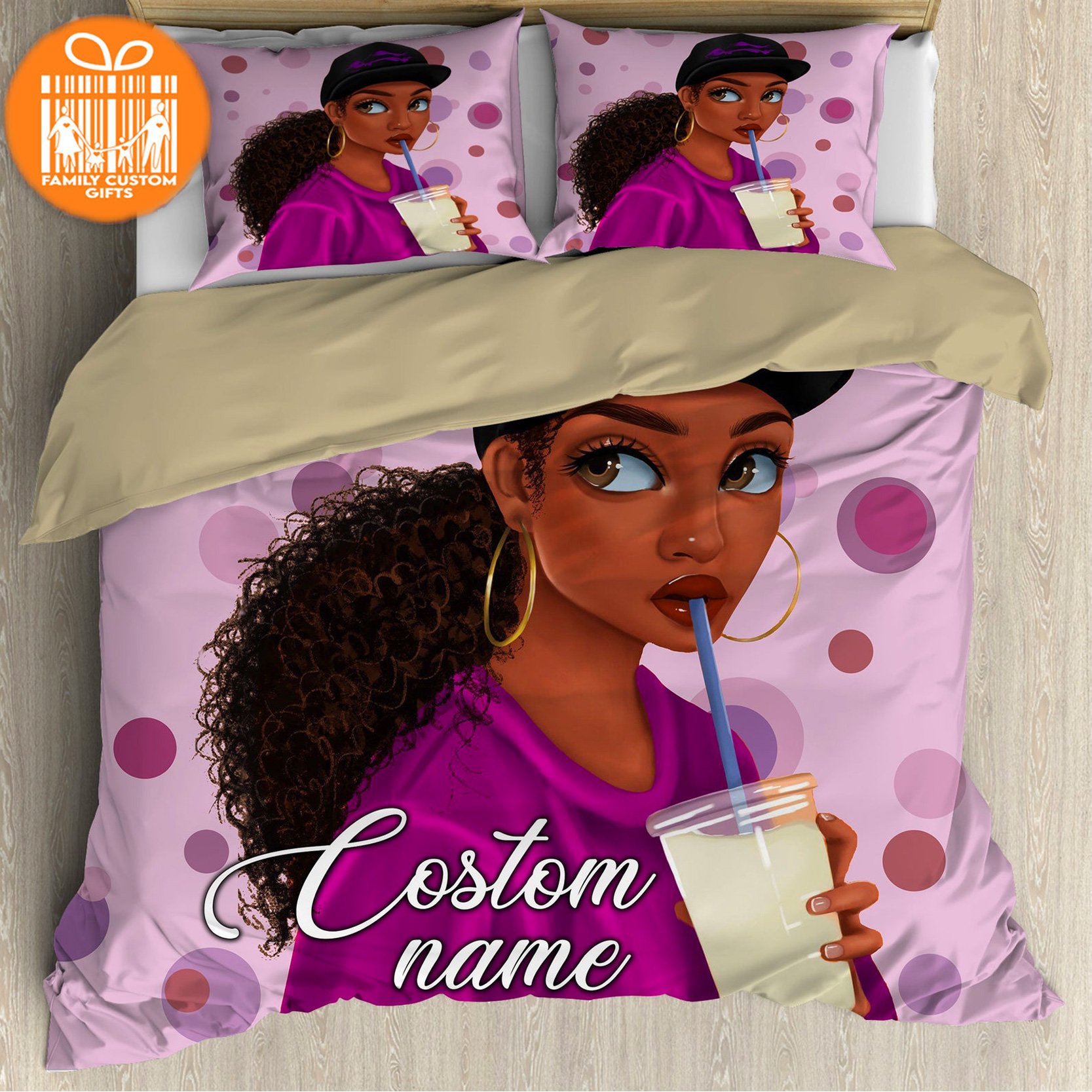 Custom Quilt Sets Black Girl African American Girl Personalization ...