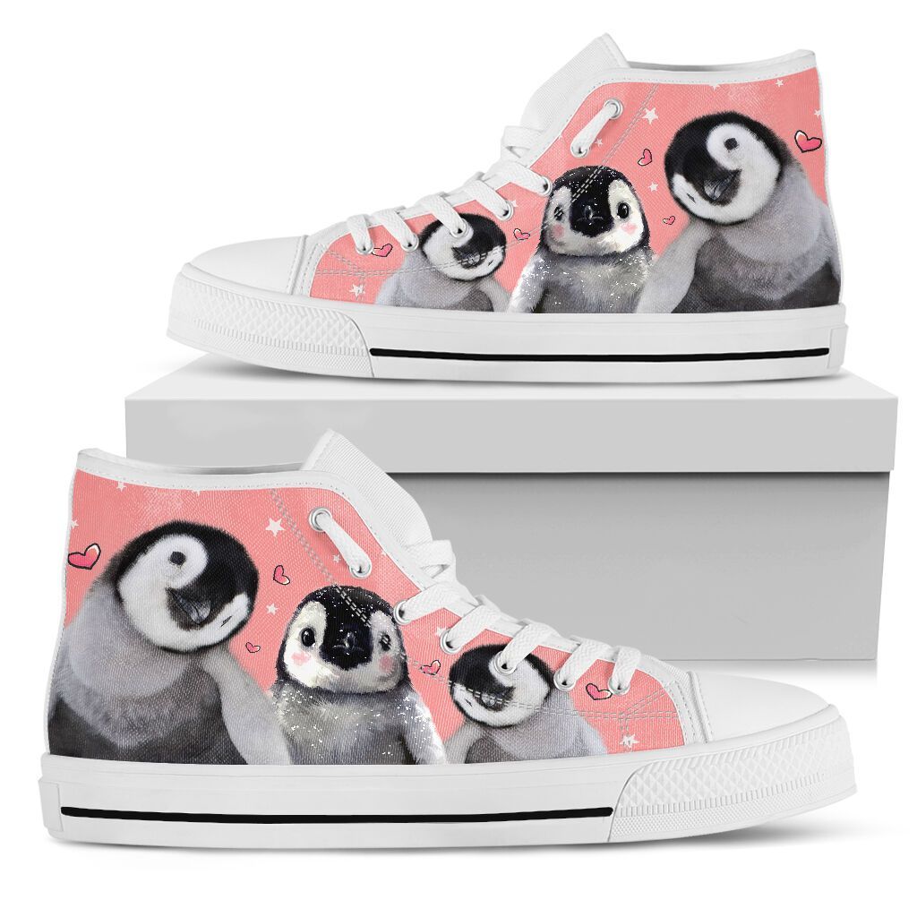 Penguin Cute High Top Shoes For Women, Shoes For Men Custom Shoes