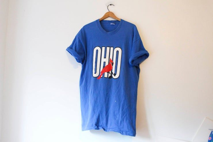 Vintage Blue Ohio Heart Of It All Cardinal Shirt