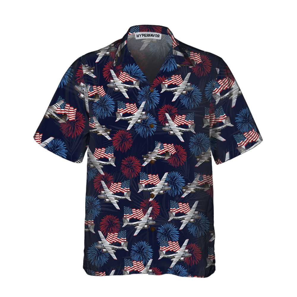 Invader Aircraft Hawaii American Flag And Firework Military Airplane Shirt For Men Ha99642