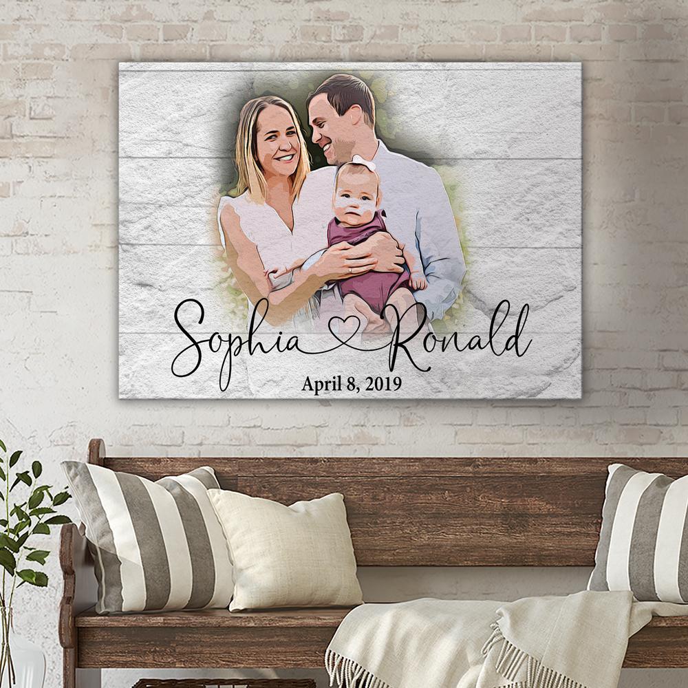 Personalized Painting Image Couple Wedding Anniversary Canvas Poster