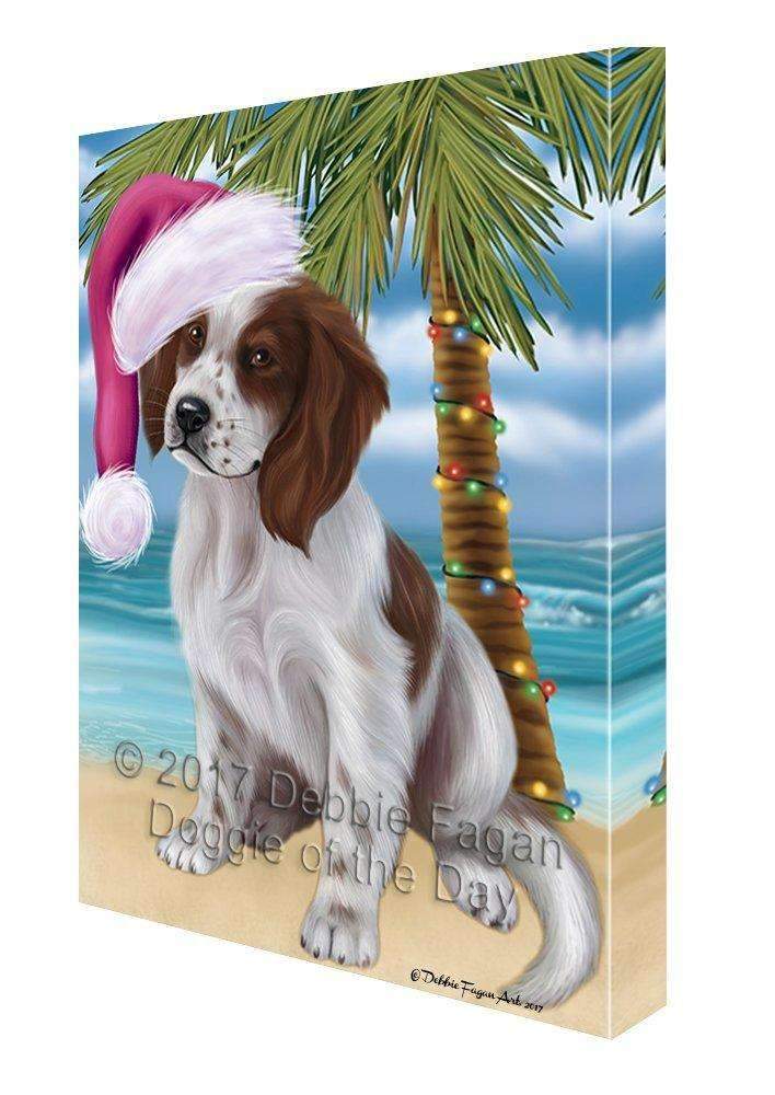 Christmas Happy Holidays Summer Time Red And White Irish Setter Puppy Beach Print On Canvas Wall Art Cvs1782