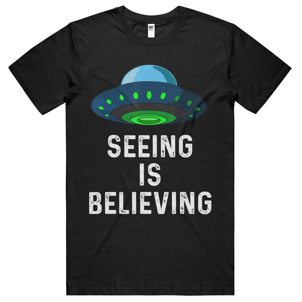 Ailen Shirt, Ufo Shirt, Ufo T Shirt, Ufo Tee Shirt, T Shirt Ufo, Funny Seeing Is Believing Ufo Alien Ariel Object Sarcasm T Shirts