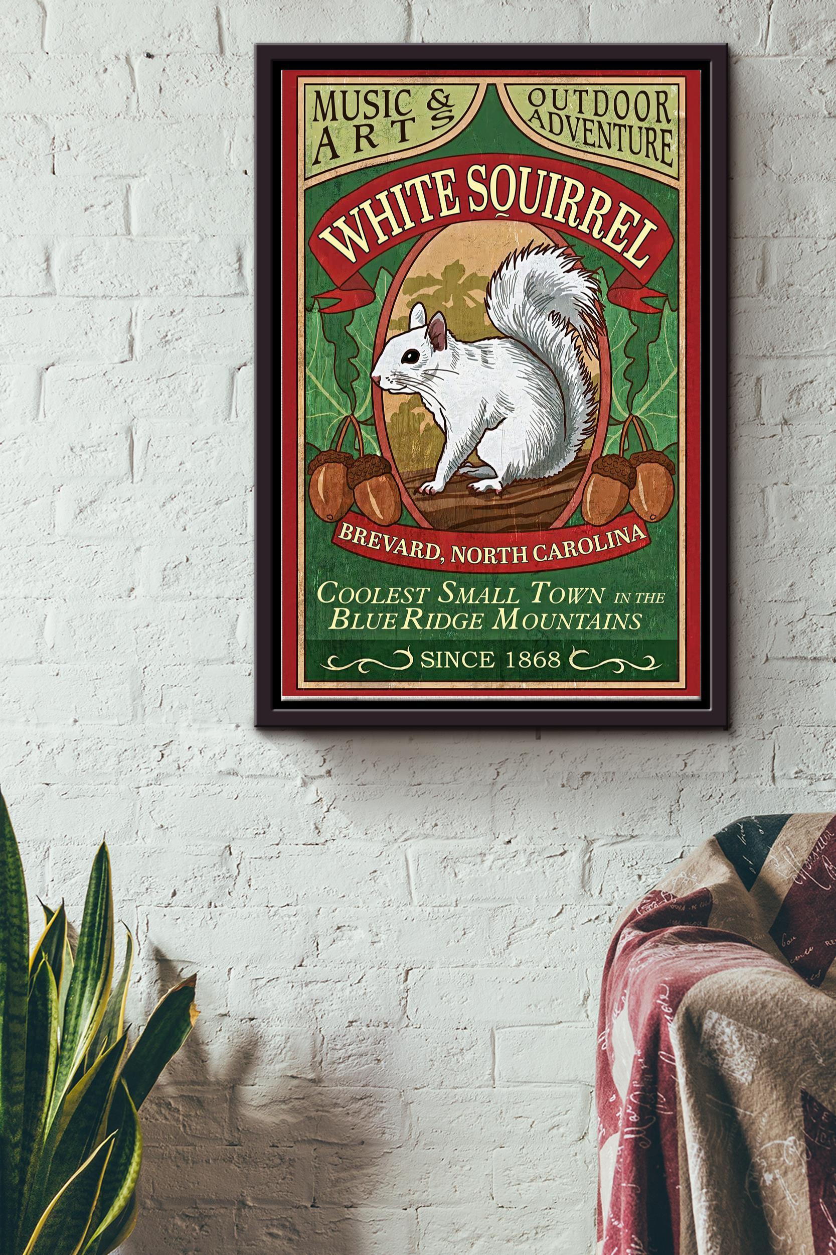 White Squirrel Poster – Animal Wall Art – Gift For Squirrel Lover, Wild Animal Protection Association Framed Matte Canvas