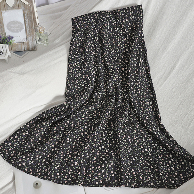 Yitimoky Print black Skirts for Women Y2k Summer 2022 Elastic High Waist Korean Fashion Harajuku Casual Elegant Chiffon Clothing alx