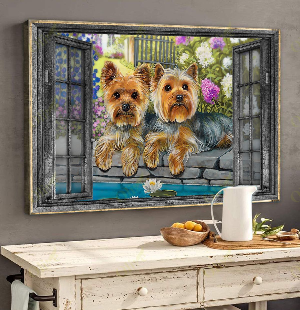 Yorkshire Terrier – Through The Windows Canvas Wall Art Home Decor