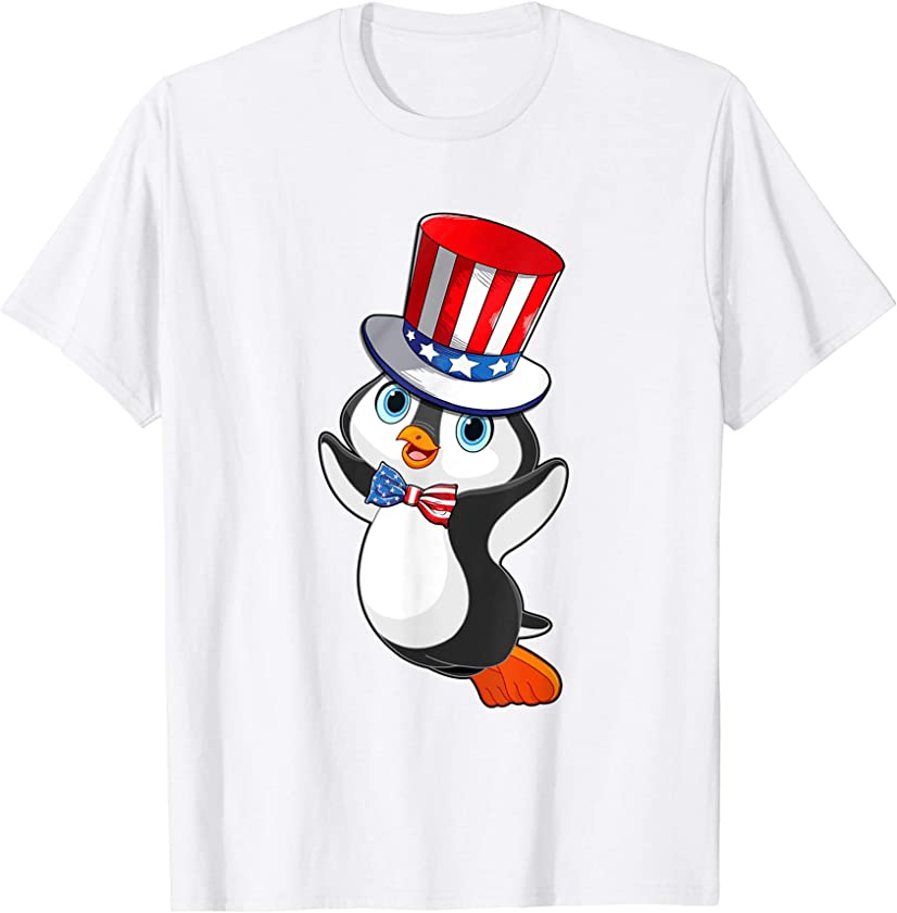 Penguin American Flag Hat Patriotic 4th Of July Shirt Gifts