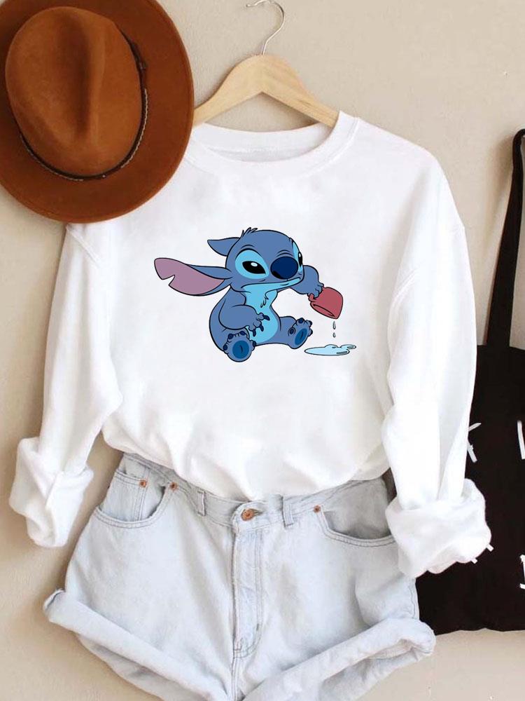 Alien Trend Dog Fashion Print Pullovers Autumn Spring Holiday Stitch Cartoon Women Casual Female Graphic Sweatshirt alx