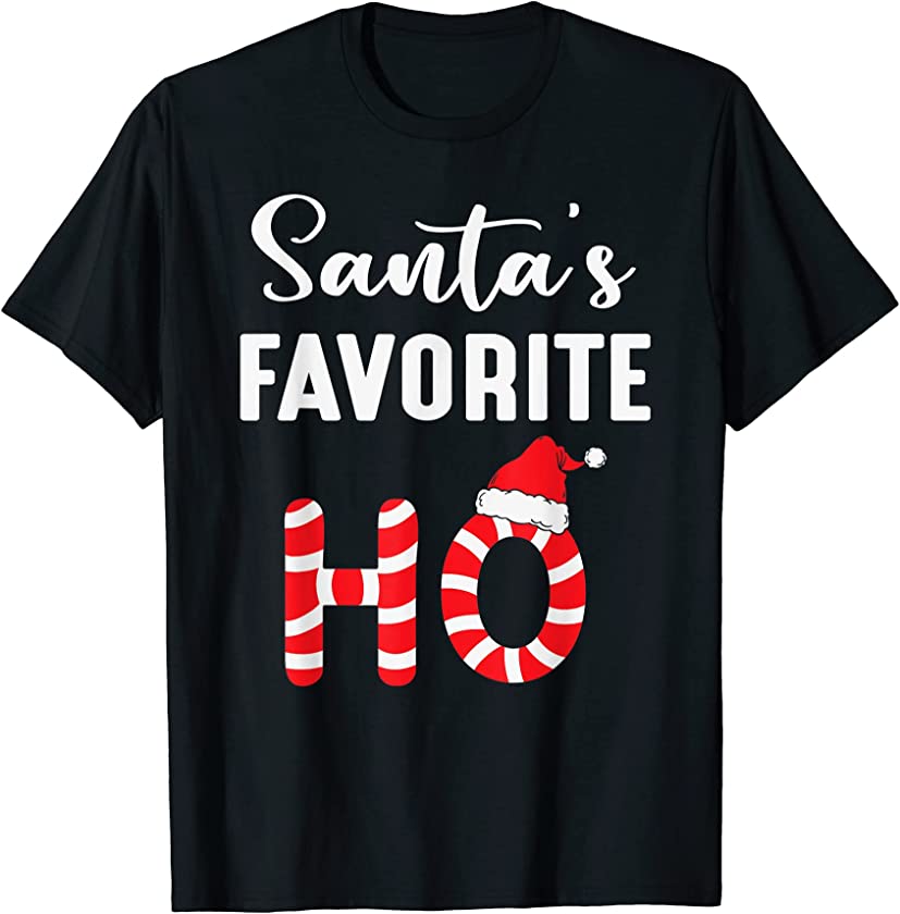 Santa’s Favorite Ho Candy Cane Santa Hat Merry Christmas T-Shirt