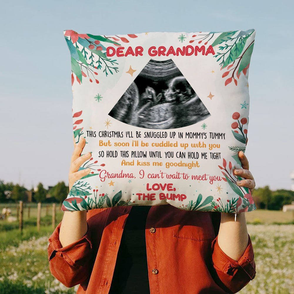 Personalized Christmas Gift For Mom To Be Grandma Grandpa Dad From The Bump Can’T Wait To Meet You Pillow