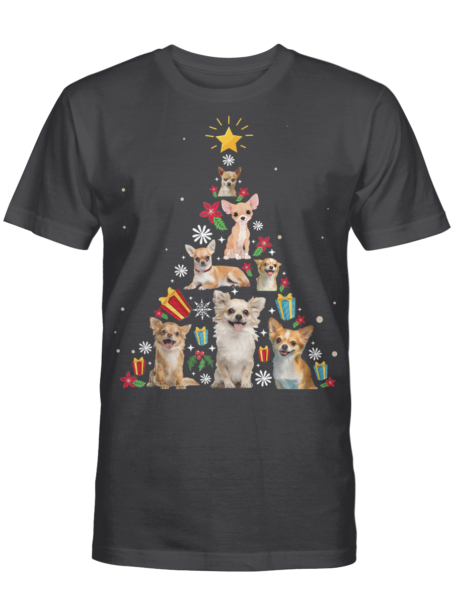 AmazeStyleZ Santa’s Reindeer, Ugly Christmas Sweater, Christmas Gift Ideas, Chihuahua Christmas Tree Shirt Xmas Gift T-Shirt