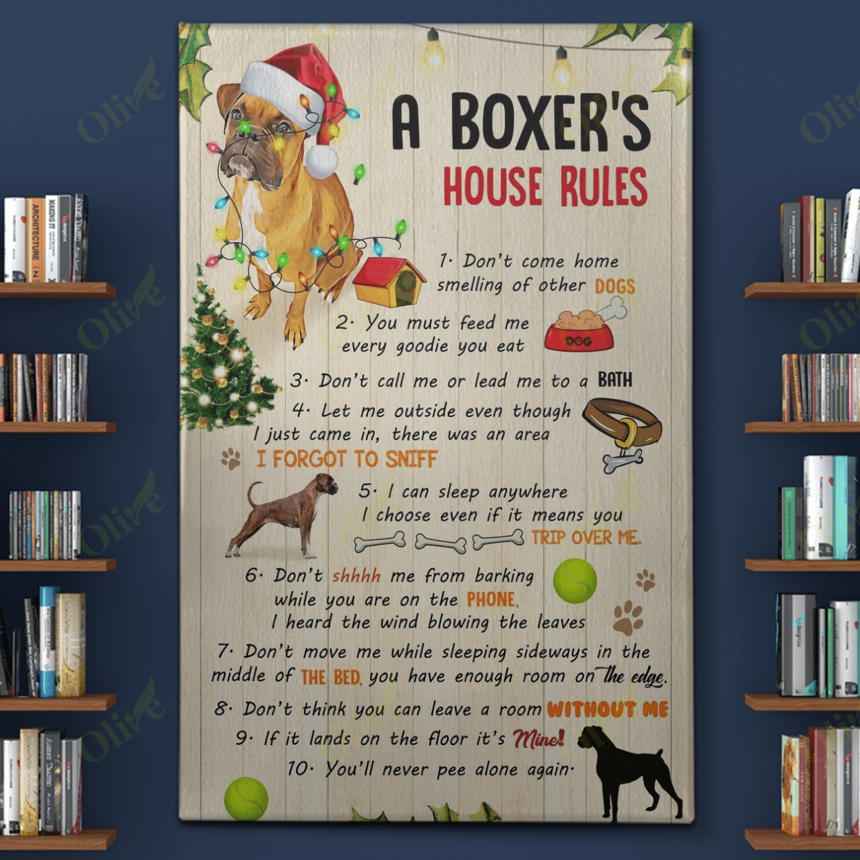 Boxer – House Rules Canvas Wall Art Home Decor