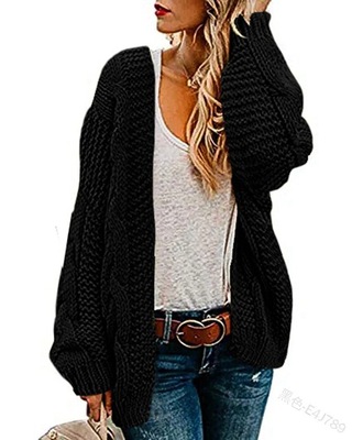 Women’s Open Front Long Sleeve Chunky Knit Cardigan Sweaters Loose Outwear Coat alx