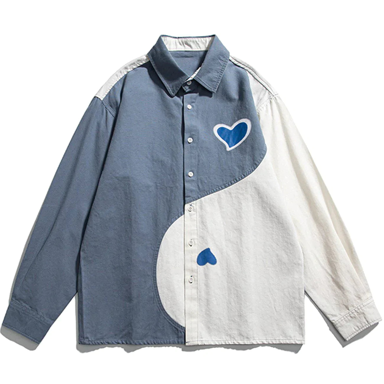 Talishko™ – Heart Pattern Color Matching Long-Sleeved Shirt