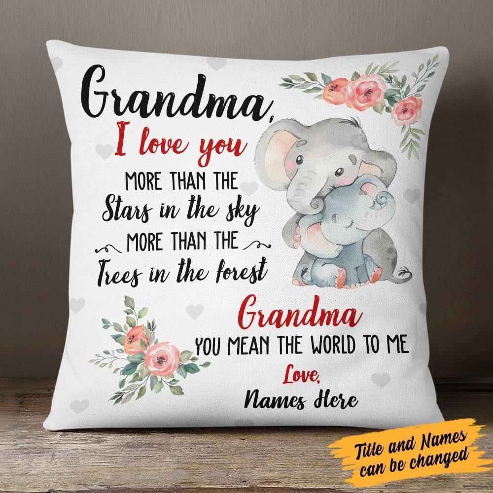 [Personalized Name] Grandma & Mom Elephant Pillow Sofa, Throw Pillow Covers