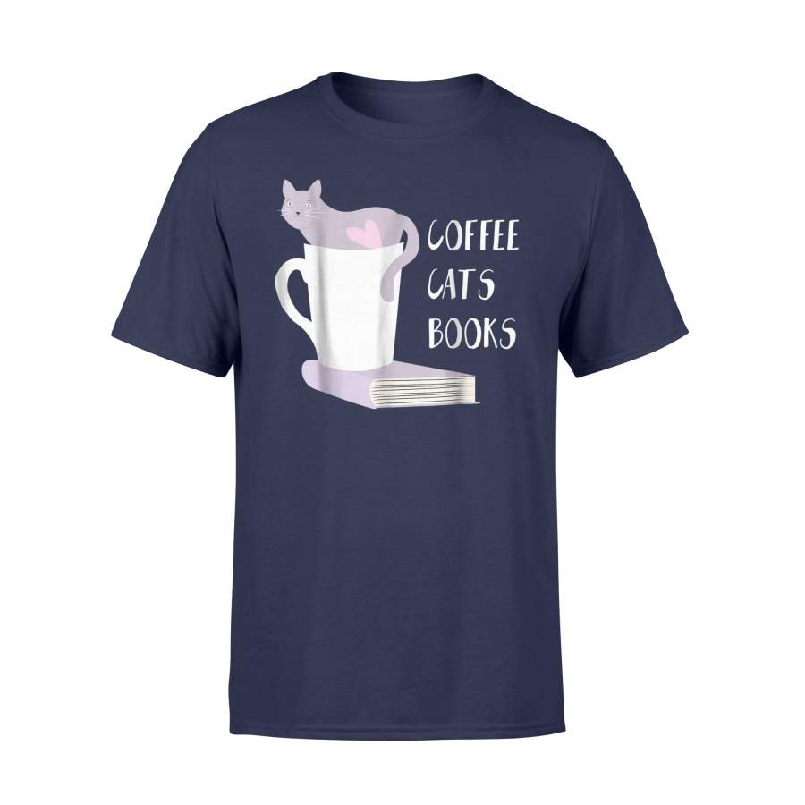 Funny Cats Books Coffee T Shirt