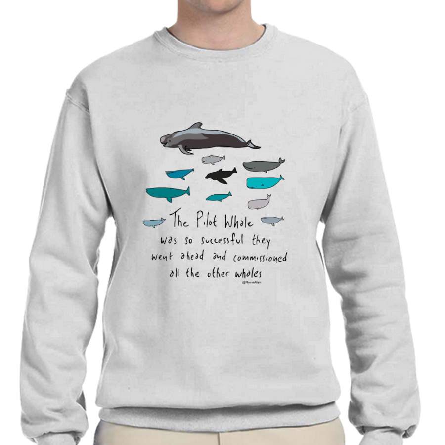 Pilot Whales Cartoon Crew Neck Sweatshirt