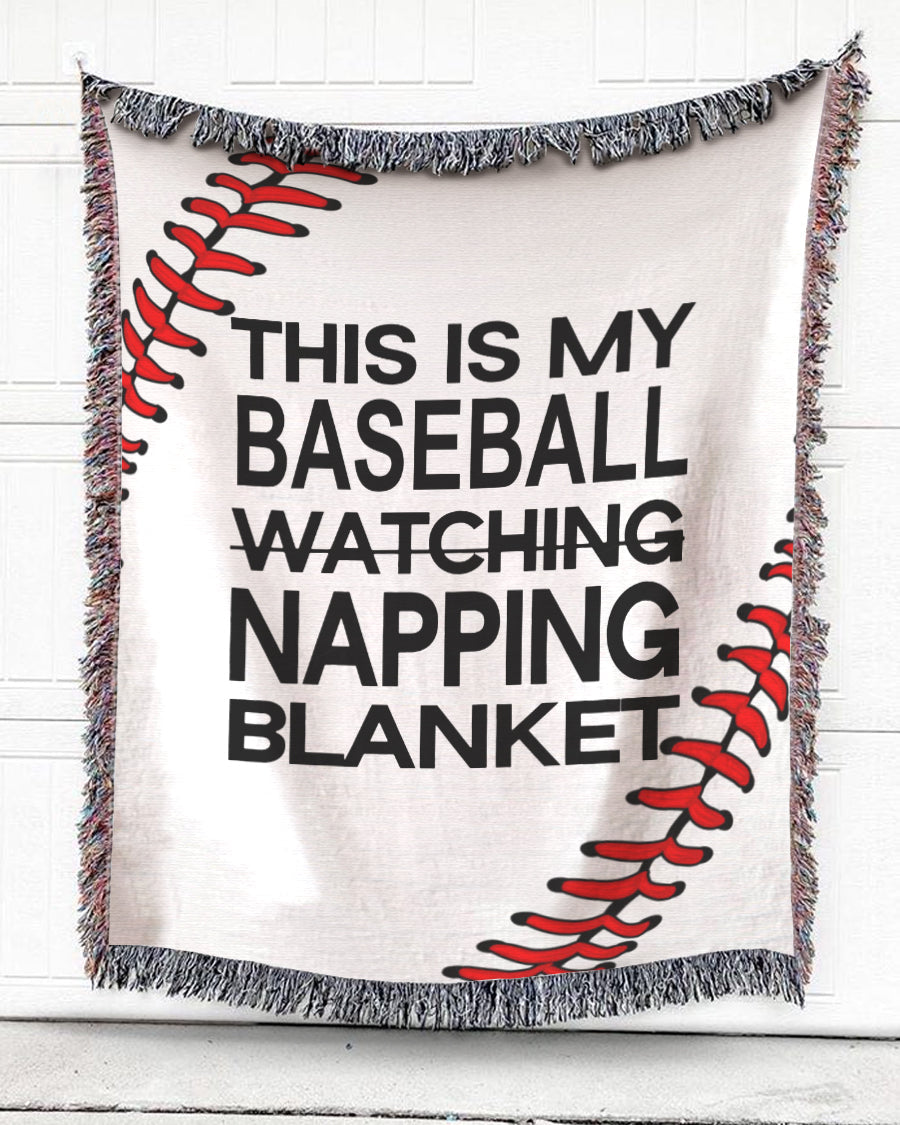 Woven Throw For Sports Lover Birthday Gift, Baseball Napping, Cotton Blanket