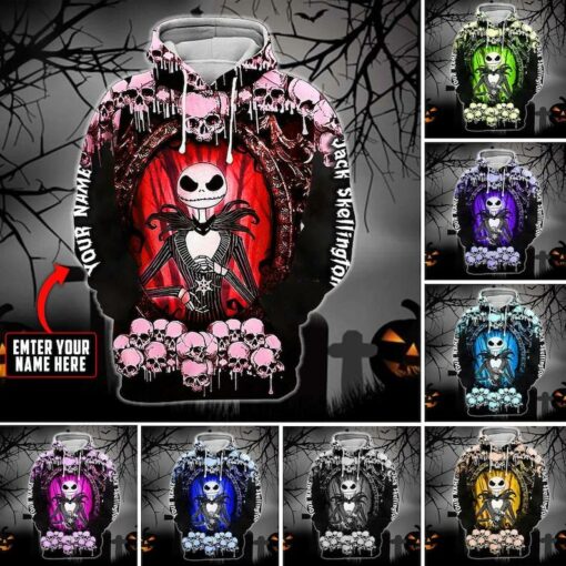 Custom Jack Skellington Skull Halloween Personalized 3D All Over Printed Hoodie For Men And Women, Gift For Halloween Day, Happy Halloween