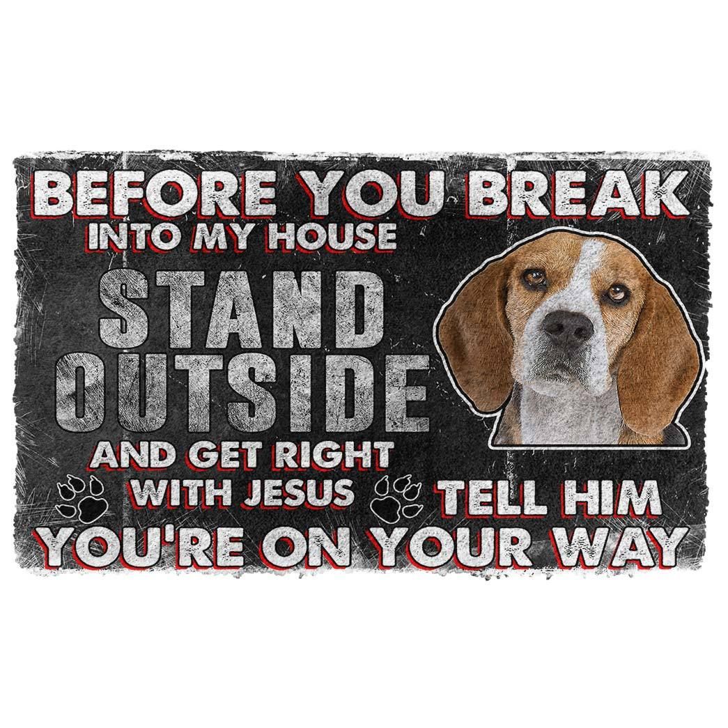 Gearhumans 3D Beagle Before You Break Into My House Custom Doormat