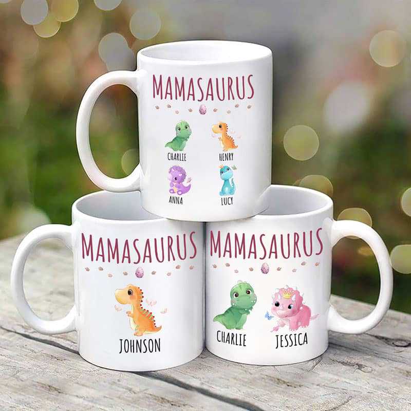 Mamasaurus Cute Little Dinosaurs Personalized Coffee Mug