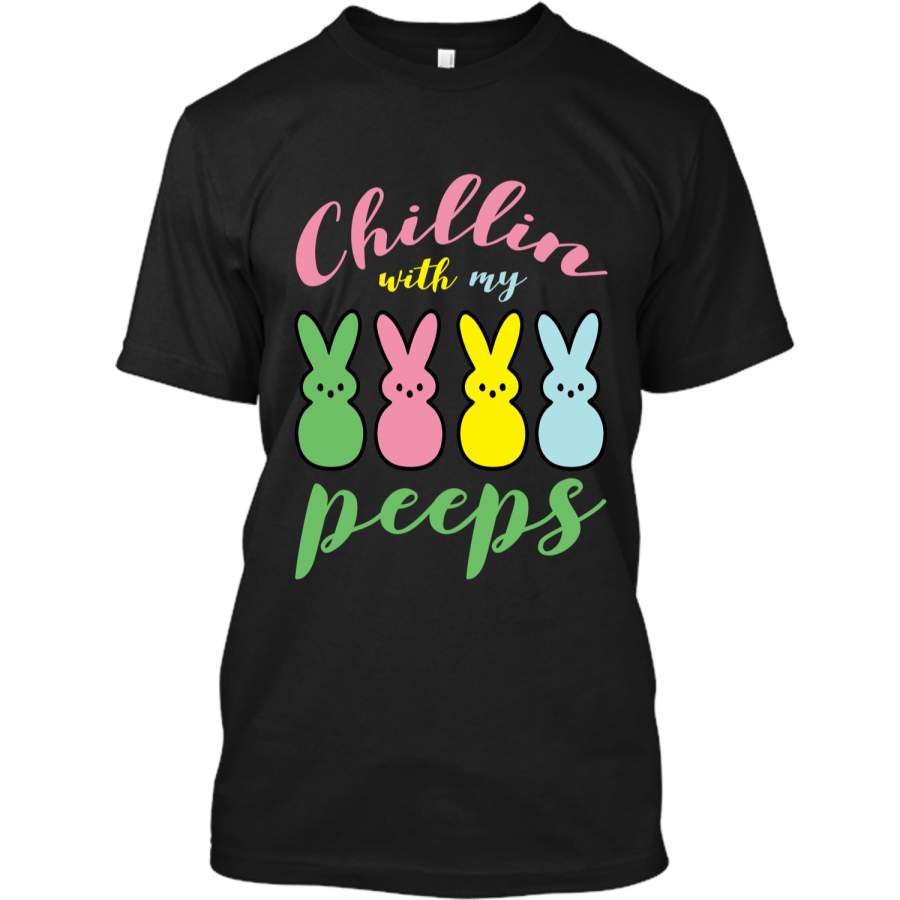 Chillin With My Peeps Easter Bunny Funny T-Shirt for Kids1 Custom Ultra Cotton