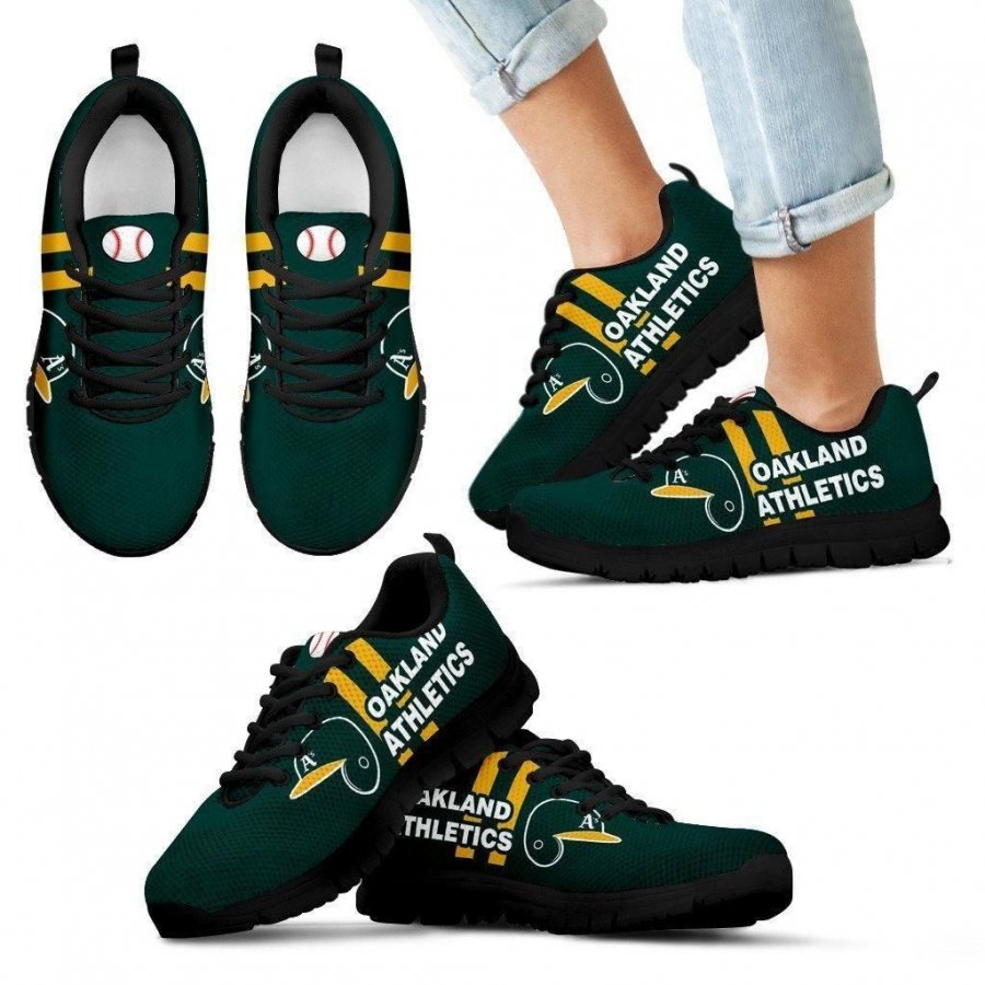 Vertical Two Line Mixed Helmet Oakland Athletics Sneakers #543