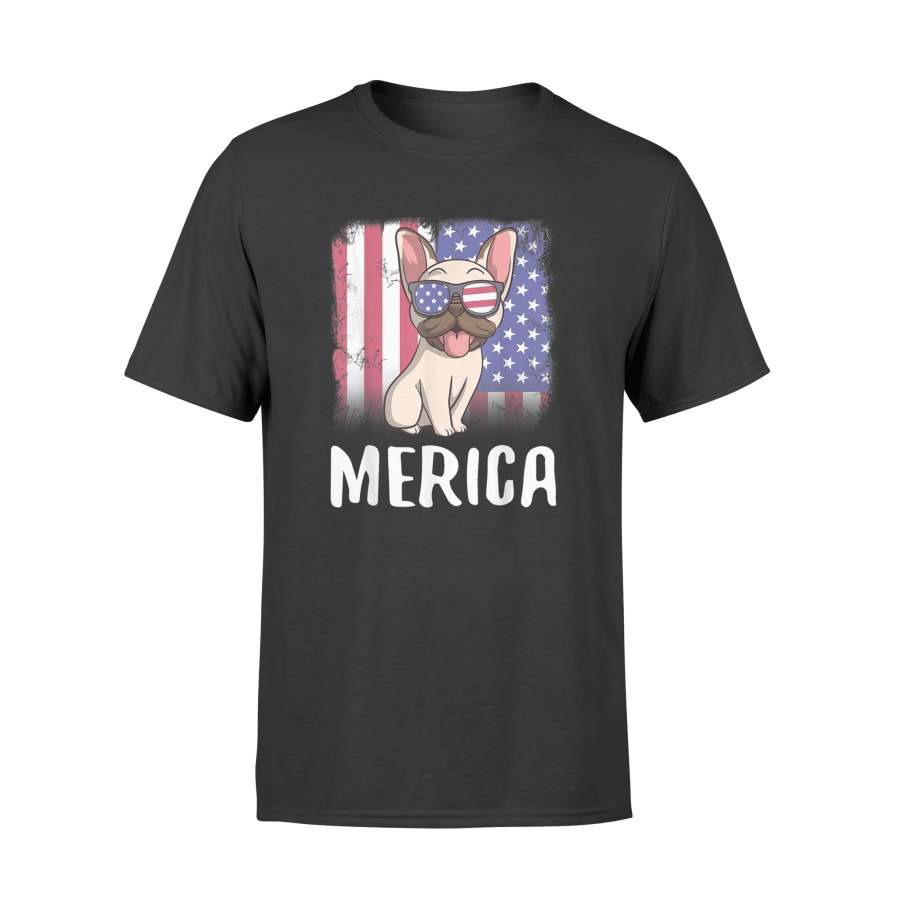 Merica French Bulldog Dog Frenchie American Flag 4th of July T-Shirt – Standard T-shirt