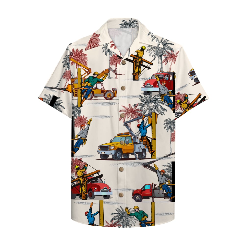 Lineman Hawaii Shirt With Bucket Truck Pattern – Aureume Shop