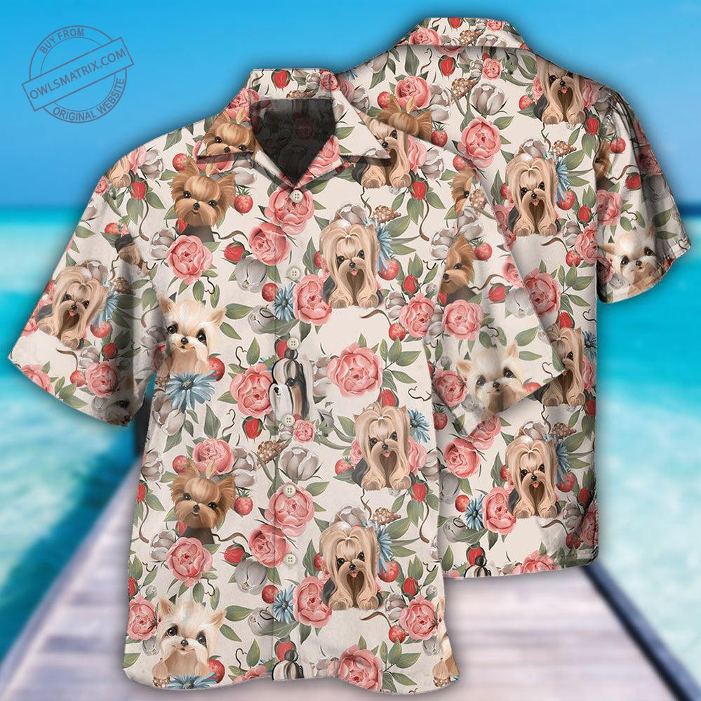 Lovely Yorkshire Terrier Love Rose Hawaii Shirt Ha50224